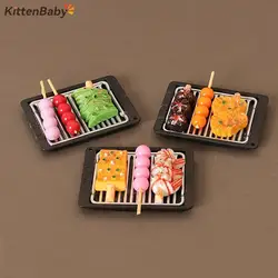 1Set 1:12 Dollhouse Miniature Barbecue Grilled Skewers With Tray Food Model Kitchen Decor Toy Doll House Accessories