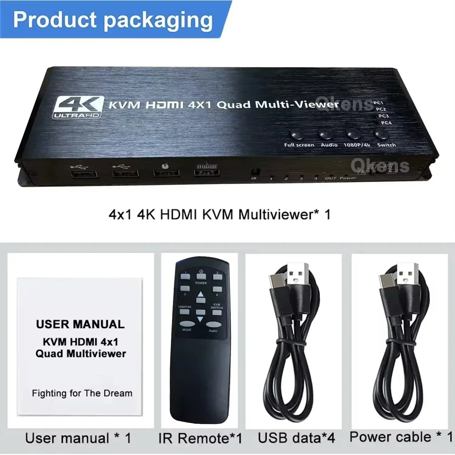 Imagem -06 - Hdmi Kvm Switch 4x1 Quad Multi Visor em Saída Tela Processador de Vídeo Multivisualizador sem Costura para pc Compartilhar Mouse Teclado 4k