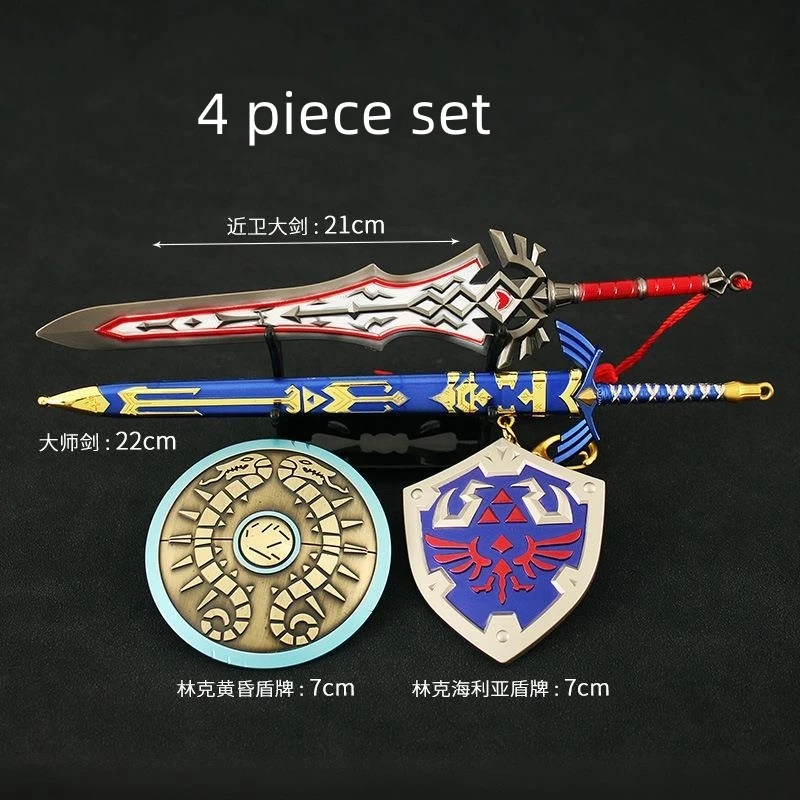 

Large Size LoZ Tears of The Kingdom Collection Link Master Sword Hailia Shield Metal Weapon Model Game Periphery Sword Kid Toy