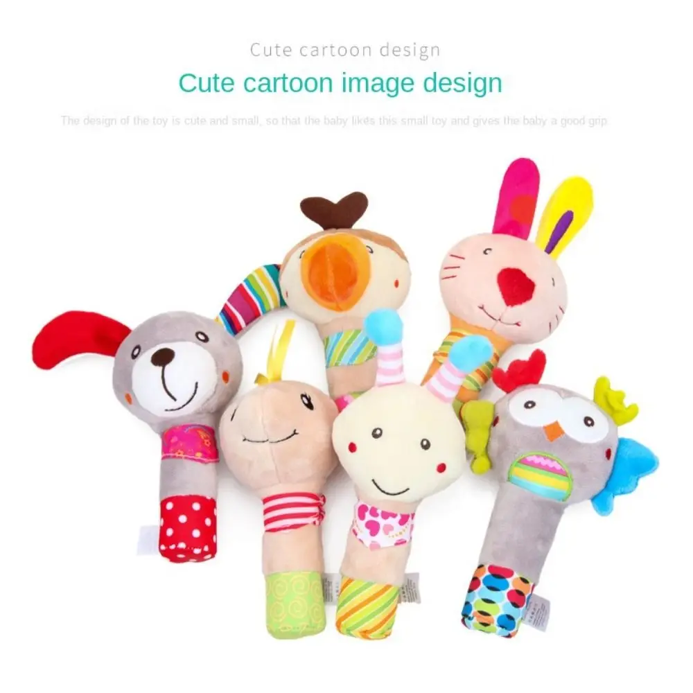 Development Cartoon Animal Hand Bell Plush Early Education Infant Toys Handle Bell Wear-resistant Rabbit