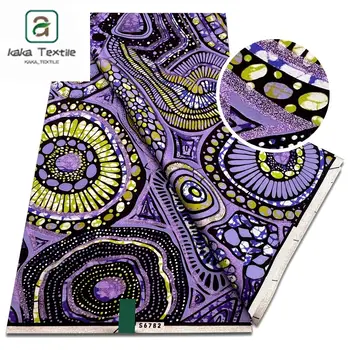 Nejnovější super velký africký vosk třpytky glam látka posypte bavlnou Ankara batik materiál pagne vosk zlatý potisk pro šití uniformy 8 nejlepší prodej rajčatová tkanina - №8