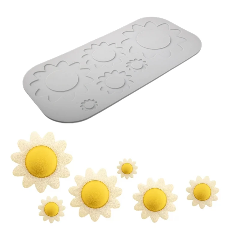 Sunflowers or Cartoon Sun Pattern Silicone Lace Mat Fondant Moulds Sugarcraft Silicone Pad Chocolate Crispy Chip Decoration