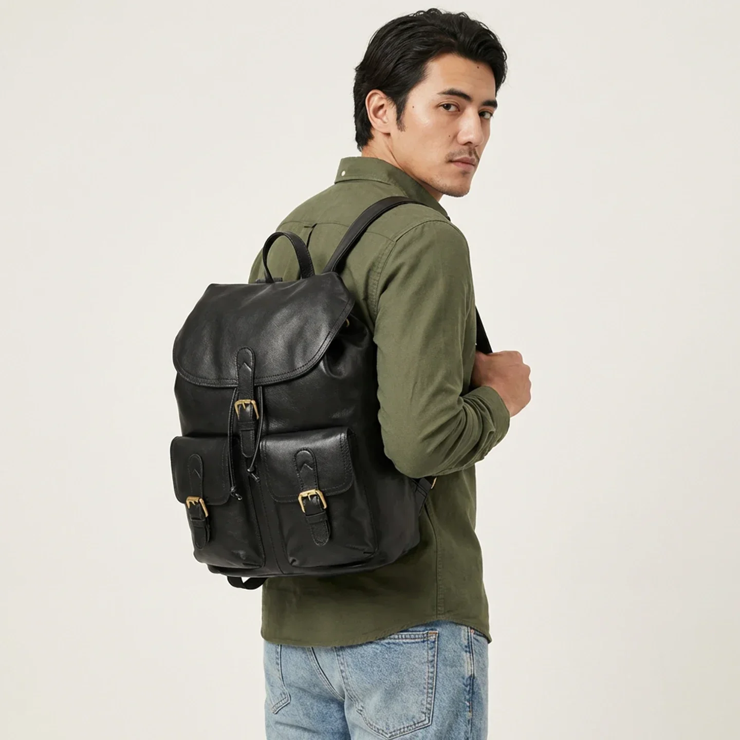 

Men Women Genuine Leather durable Backpack Top Layer Cowhide Travel Bag Business Bag Large Capacity Casual Daypack Commuting Bag