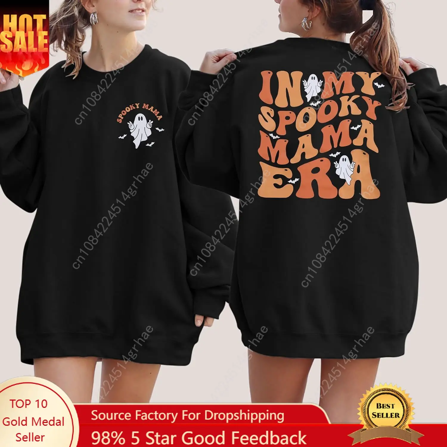 

in My Spooky Mama Era Sweatshirts Women Cute Mom Halloween Shirts Spooky Season Sweatshirt Ghost Fall Pullover Tops