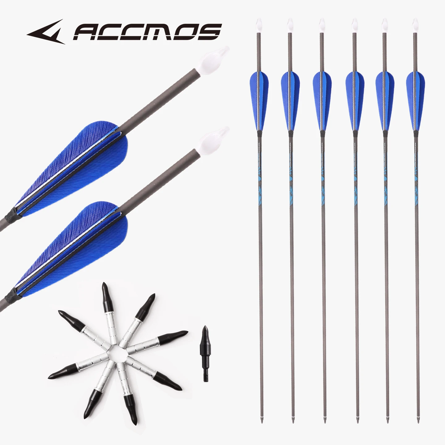 12/24 قطعة أسهم كربون نقي السهم رمح 4 ''الريشة الزرقاء ل قوس منحني/مجمع اطلاق النار الصيد في الهواء الطلق