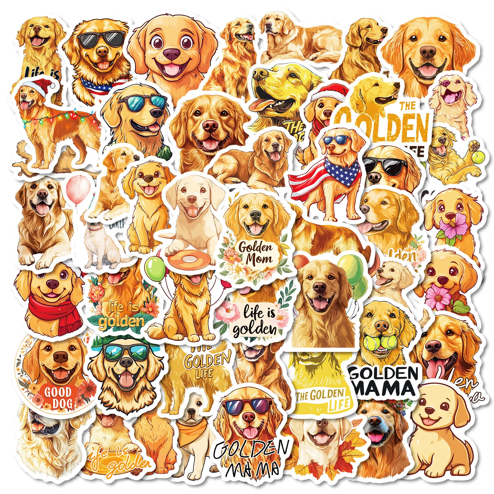 10/30/50 Uds pegatinas de dibujos animados de Golden Retriever pegatina de perro Kawaii lindo Animal juguete equipaje portátil guitarra bicicleta decoración calcomanías
