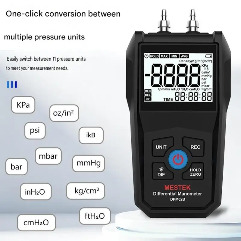 Battery Operated Differential Manometer Auto Shutdown Air Pressure Meter For Ventilation System Diagnostics M4YD
