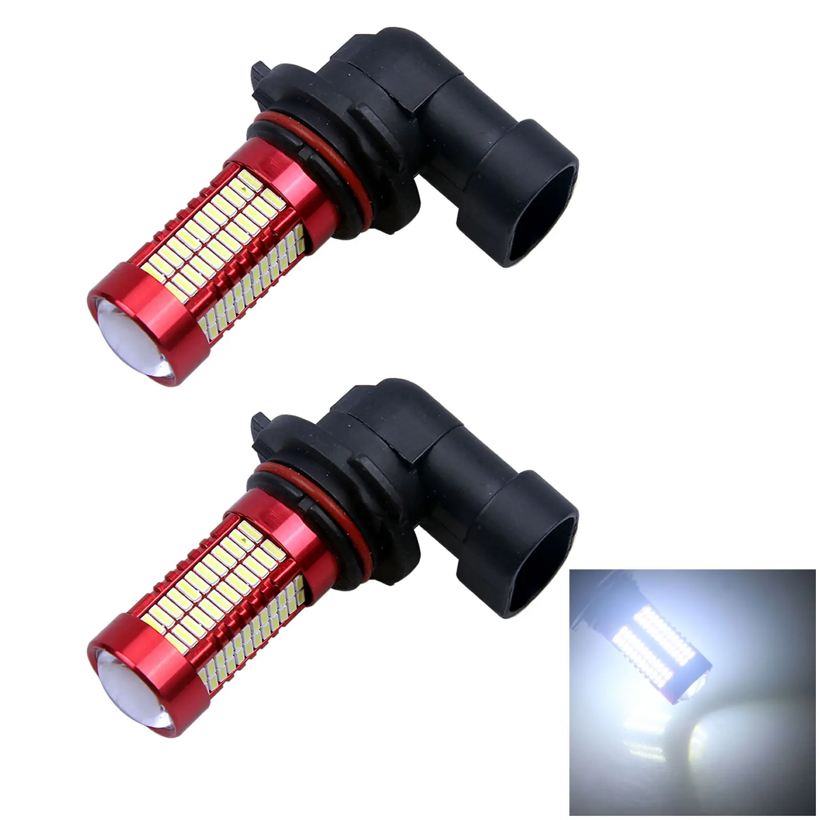 2x White AUTO 9006 Tail Lamp Exterior Light 12V-24V No Polar 106 3014 SMD LED P22d Z2835