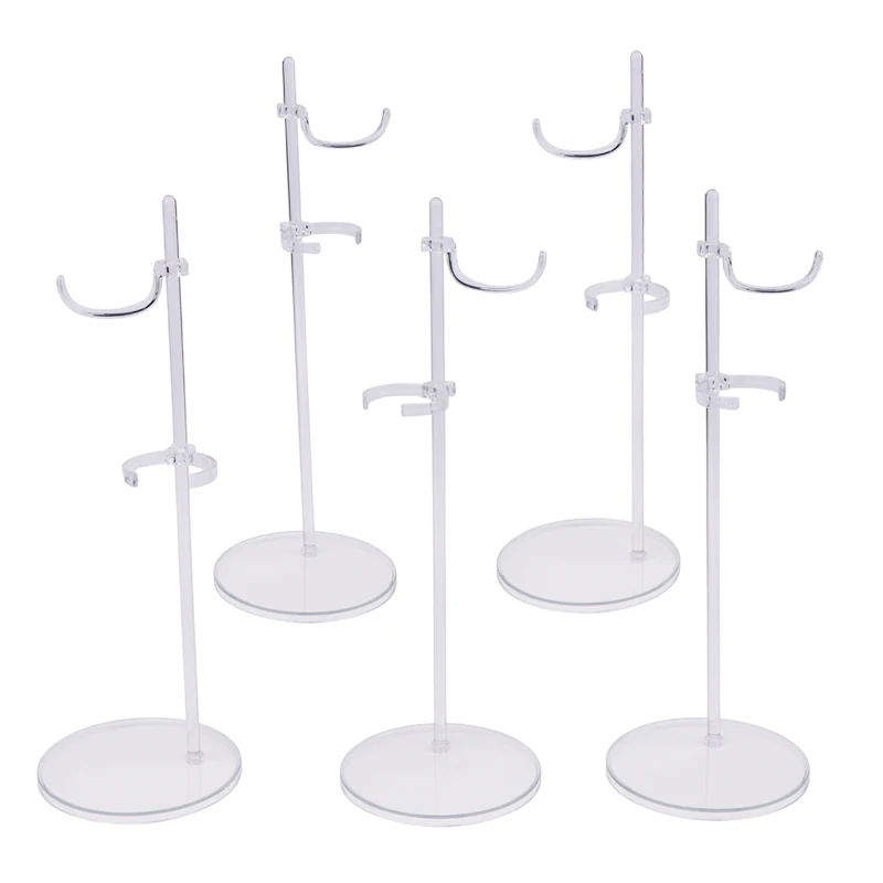 5 pezzi supporti per bambole casa delle bambole regolare espositore universale per bambole rack trasparenti supporto per modello manichino supporto per abito da bambola