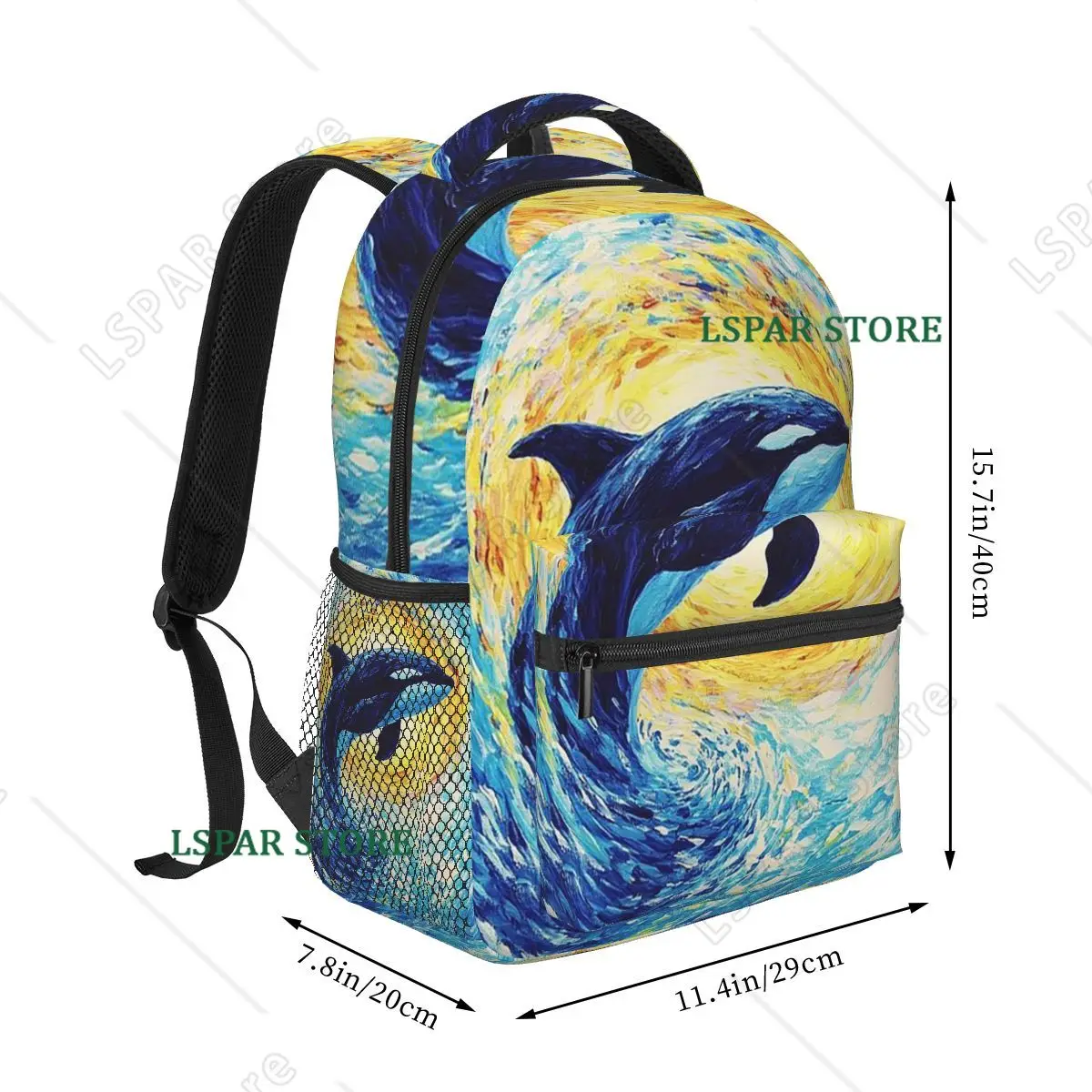 Killer Whale Starry Night Design Student Backpack School Bag Hiking Travel Daypack for Boys Girls Bookbag Shoulder Bags