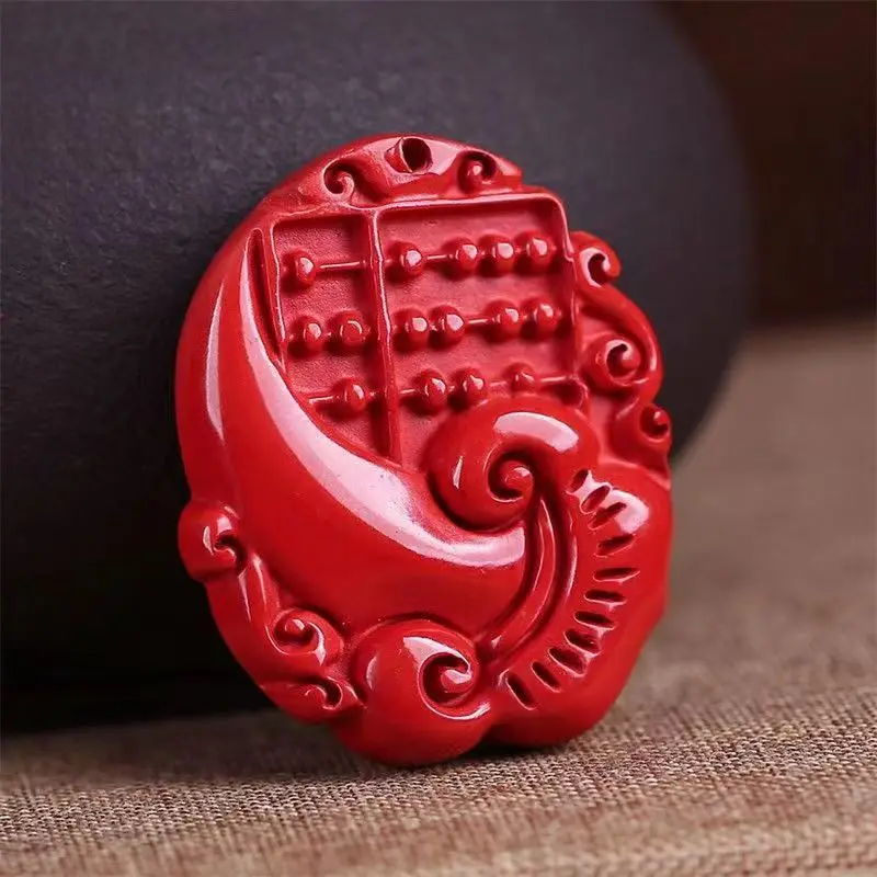 Zijin cinnabar wishful abacus necklace pendant, men's and women's raw ore emperor sand retro cultural and play pendant