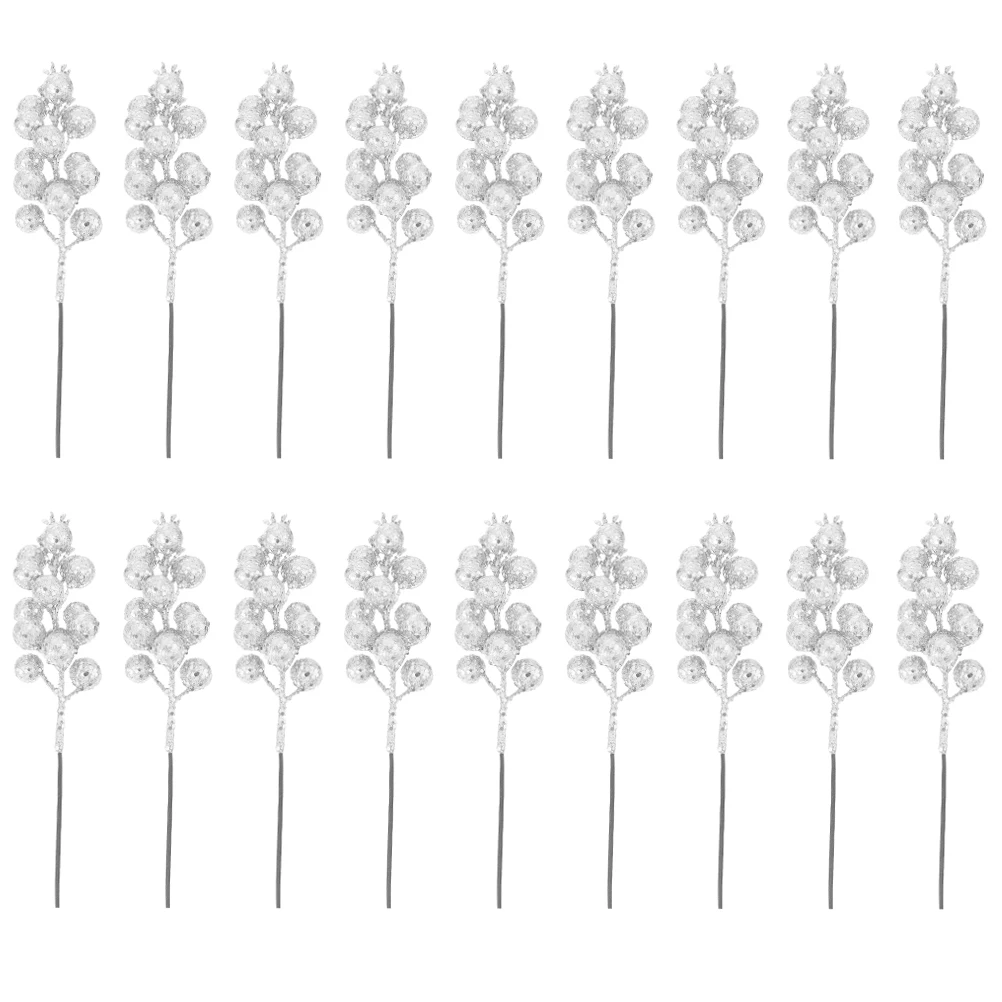 

24pcs Artificial Glitter Berries Stems Fake Sequin Red Berry Xmas Party Decoration Home Banquet Simulation Berry Branches