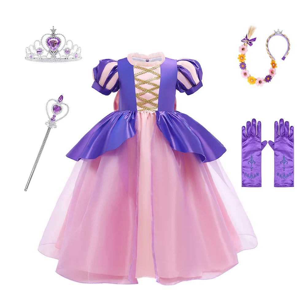 

Toddler Princess Girls Dress Halloween Stage Performan Children Cosplay Kids Costume Tulle Clothes Puff Sleeve Pageant Vestidos