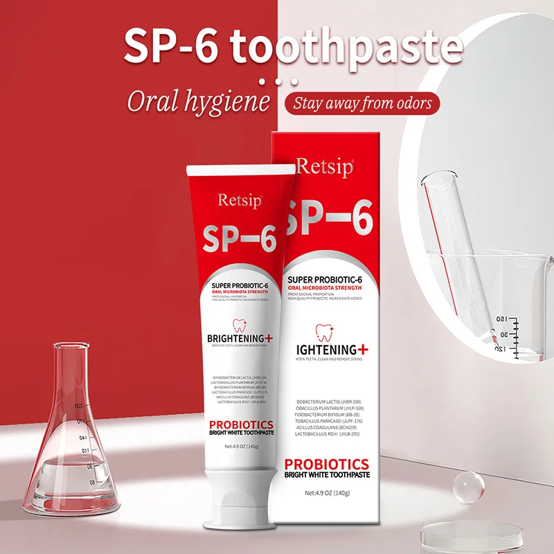 

SP-6 Probiotic Toothpaste Deep Whitening Tooth Fresh Breath Remove Fast Plaque Stains Cream Oral Health Management Product 140g