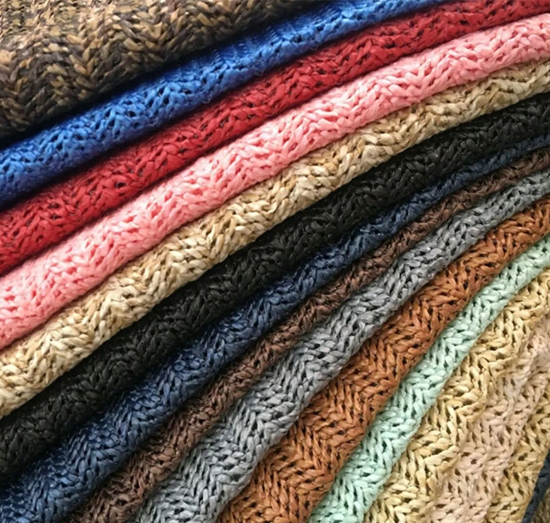 90x140cm Eco-Friendly PP Raffia Woven Fabric Breathable Handmade PP Straw Hand Knit Fabric DIY Beach Straw Hand Bag Material