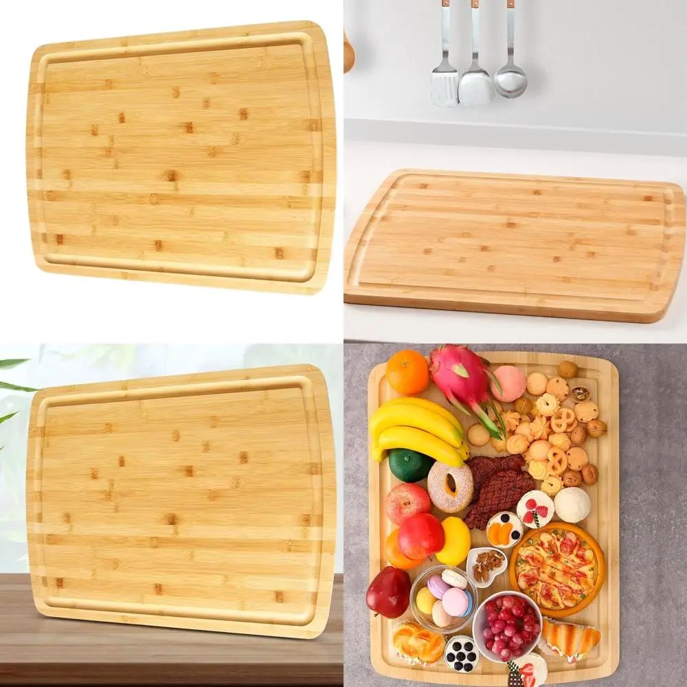 

Large 24x18 Bamboo Cutting Board with Juice Groove - Heat-Resistant, Dishwasher Safe, Ideal for Kitchen Prep and Gifts