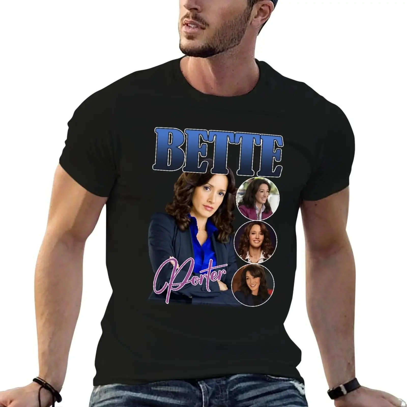 BETTE PORTER , Bette Porter Homage , Jennifer Beals The L Word Actress Vintage Retro 90s Bootleg Mer T-Shirt anime mens fashion