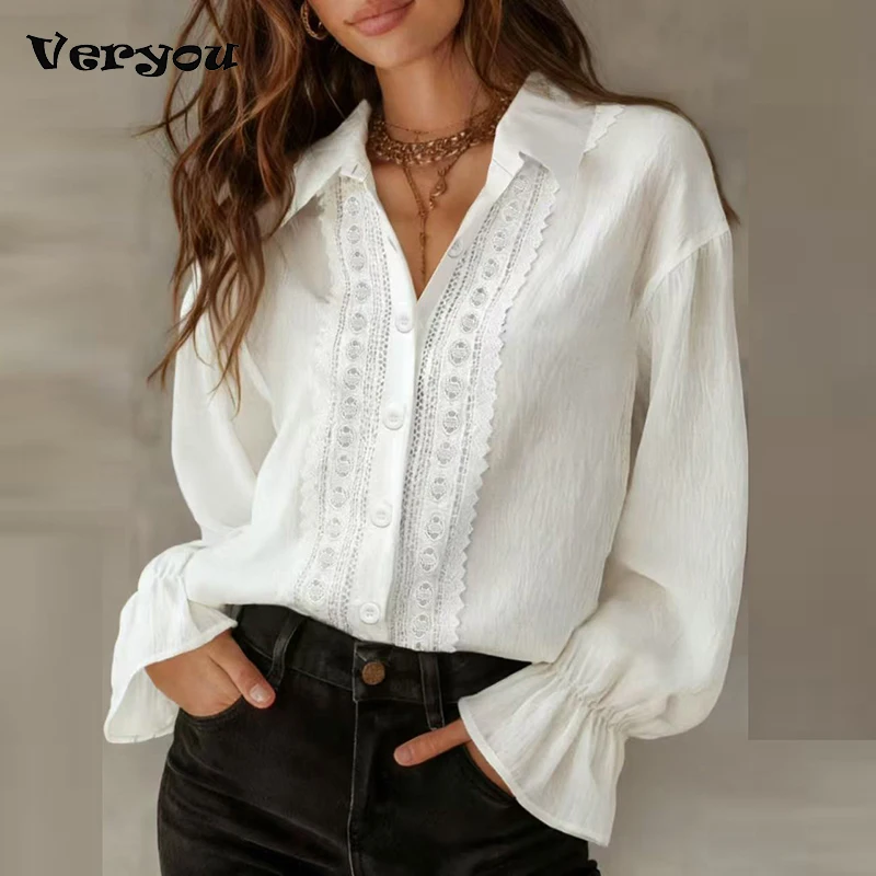 

Spring Summer New Style Solid Color Long Sleeve Shirt For Women Fashion Button Blouse Women Cardigan Ruffle Office Lady Tops