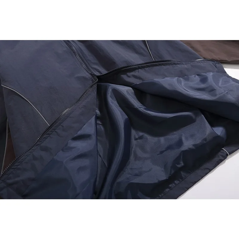 Waterproof Motorcycle Jacket American Embroidery Stand Collar Reflective Biker Coat Couples Outdoor Riding Unisex Windbreaker