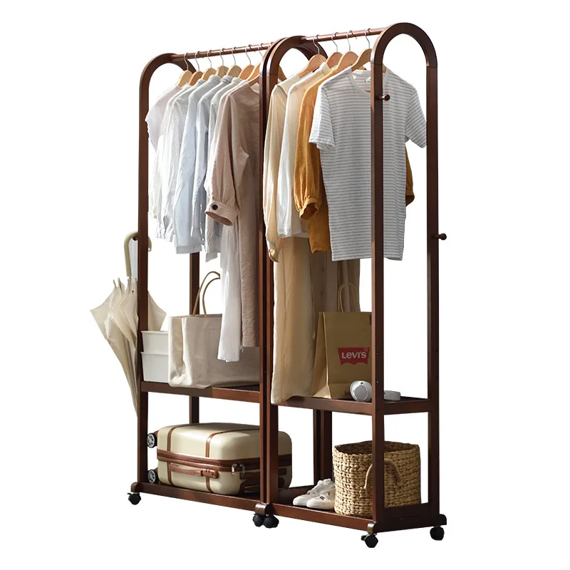

Floor-to-ceiling solid wood coat rack Simple hanger Household rack Multifunctional hanger