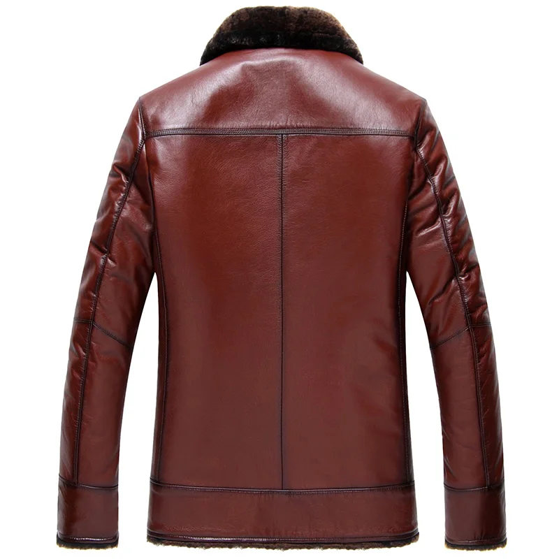 Tcyeek Winter Cowhide Genuine Leather Jacket Men Clothing Warm Wool Fur Coats and Jackets Warm Male Fur Jacket Chaquetas Zm421