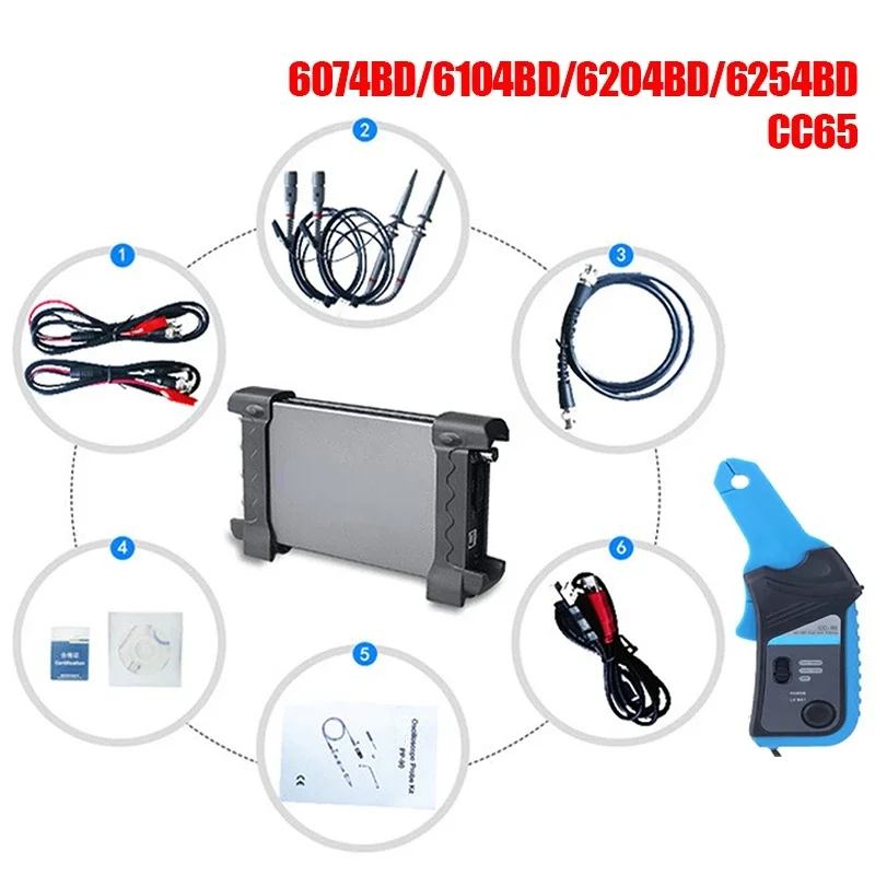 6074BD/6104BD/6204BD/6254BD Car Oscilloscope 4 Channels Portable Automotive Diagnostic Digital Storage Virtual Oscilloscope Tool