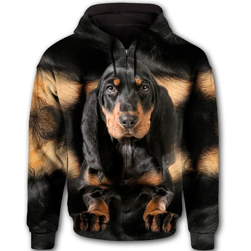 Shepherd Dog Spotted Dog 3D Printed Zipper Hoodies Men Women Dog Lover Casual Oversized Kids Zip Up Sweatshirts Tracksuits Coat