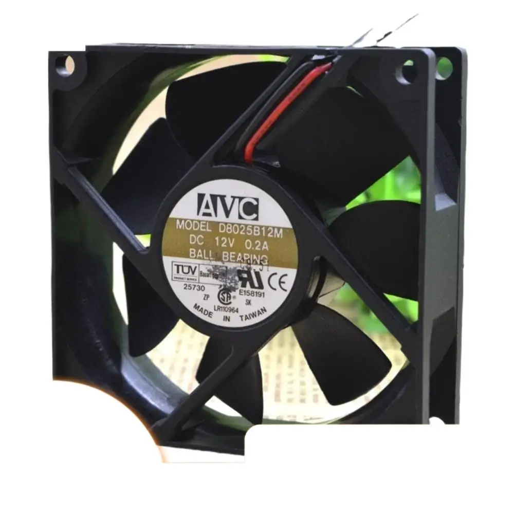 

D8025b12m для AVC 8025 8 см 12 В 0,20 а 3-проводной 80 мм х 25 мм корпус с двойным шарикоподшипником осевой вентилятор