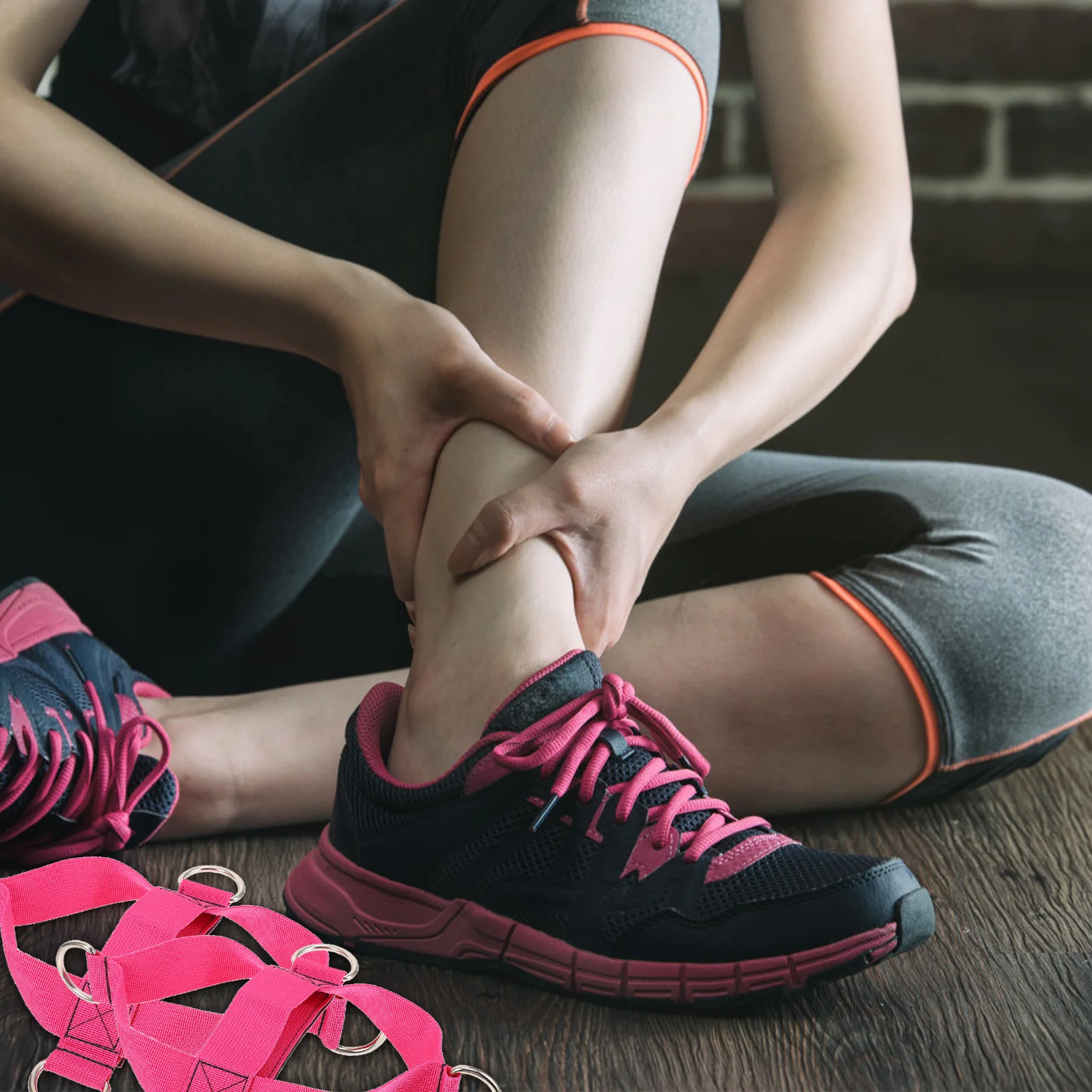 

1Pair Fitness Foot Cuffs Straps Elastic Rope Adjustable Ankle Support Gym Home Office Travel Workouts Fitness Foot Cuffs Strap