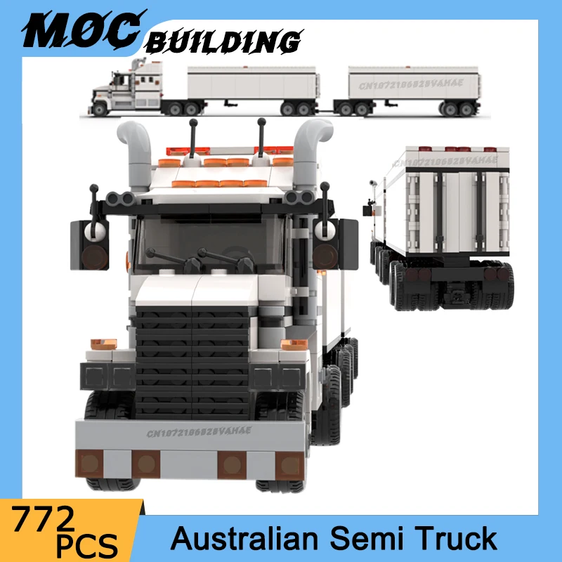 MOC Building Blocks City Transport Vehicle Australian Semi Truck DIY Assemble Creative Toys Car Model Collection Display Gifts