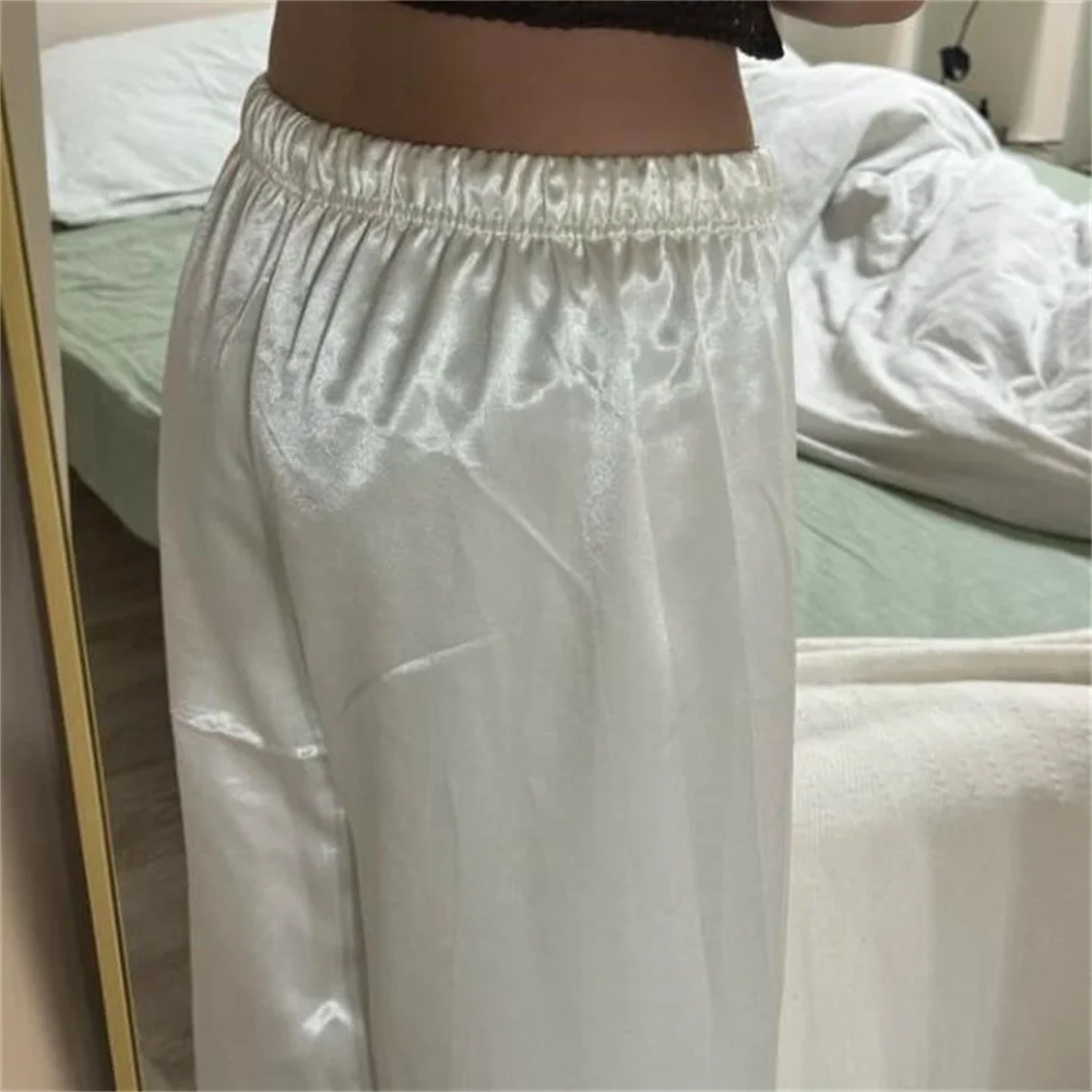 Immagine 7: Pantaloni Estivi da Donna per Ufficio, Tinta Unita, Gamba Larga, Vita Alta, Stile Coreano alla Moda
