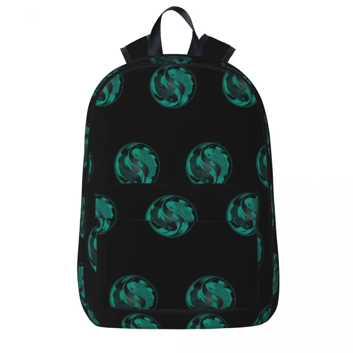 Teal Blue And Black Yin Yang Koi Fish Backpacks Student Book bag Shoulder Bag Laptop Rucksack Fashion Travel Rucksack School Bag