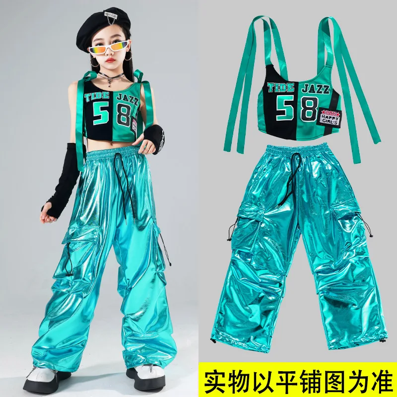 Abbigliamento da ballo di strada per bambini Hip Hop Fried Street Tide Abbigliamento per ragazze Abbigliamento da ballo jazz Spettacolo di passeggiate