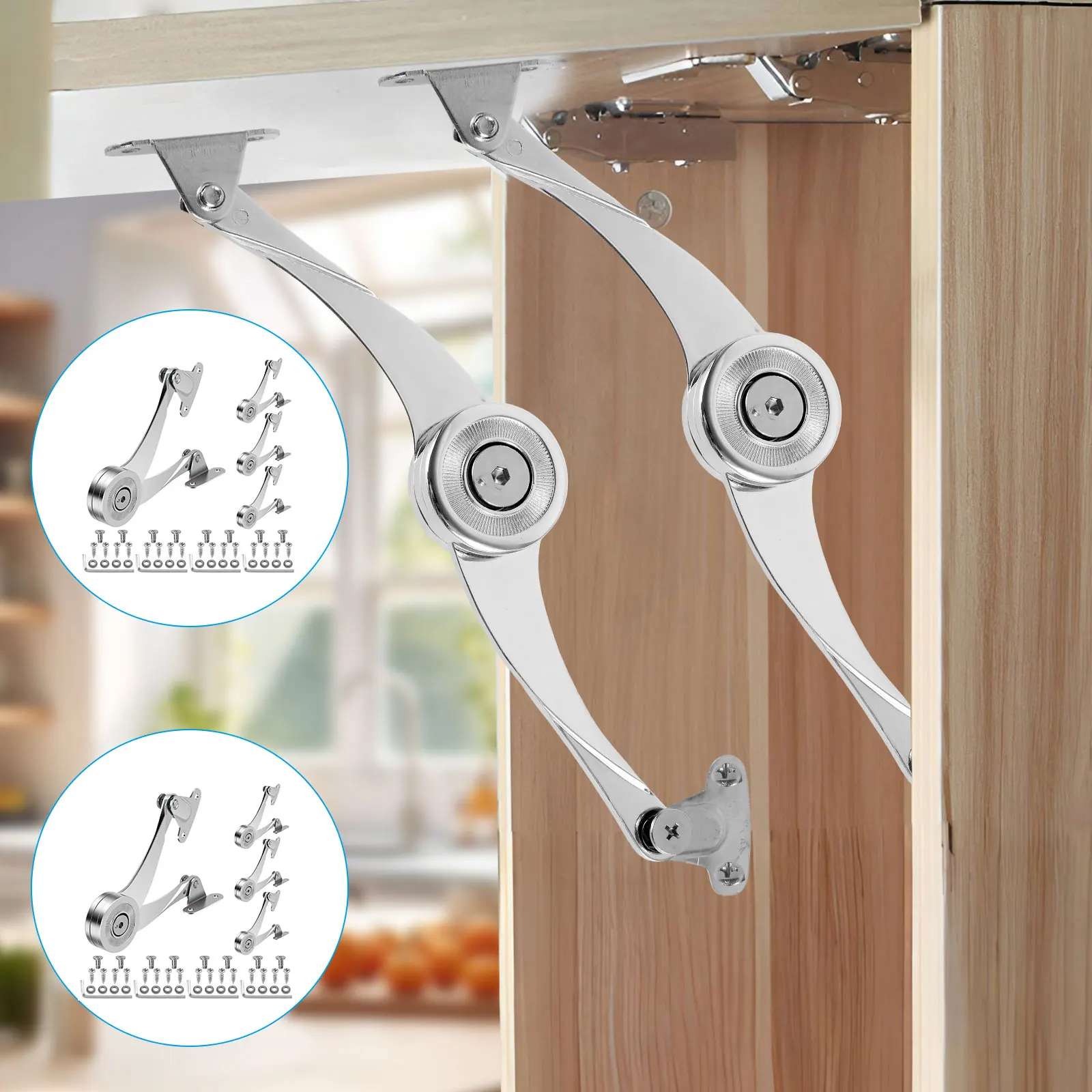 4Pcs Lid Support Hinge Zinc Alloy Toy Box Hinge Soft Close 75°/90°/110° Adjustable Cabinet Lid Stay Hinge Wardrobe Door Lift Up