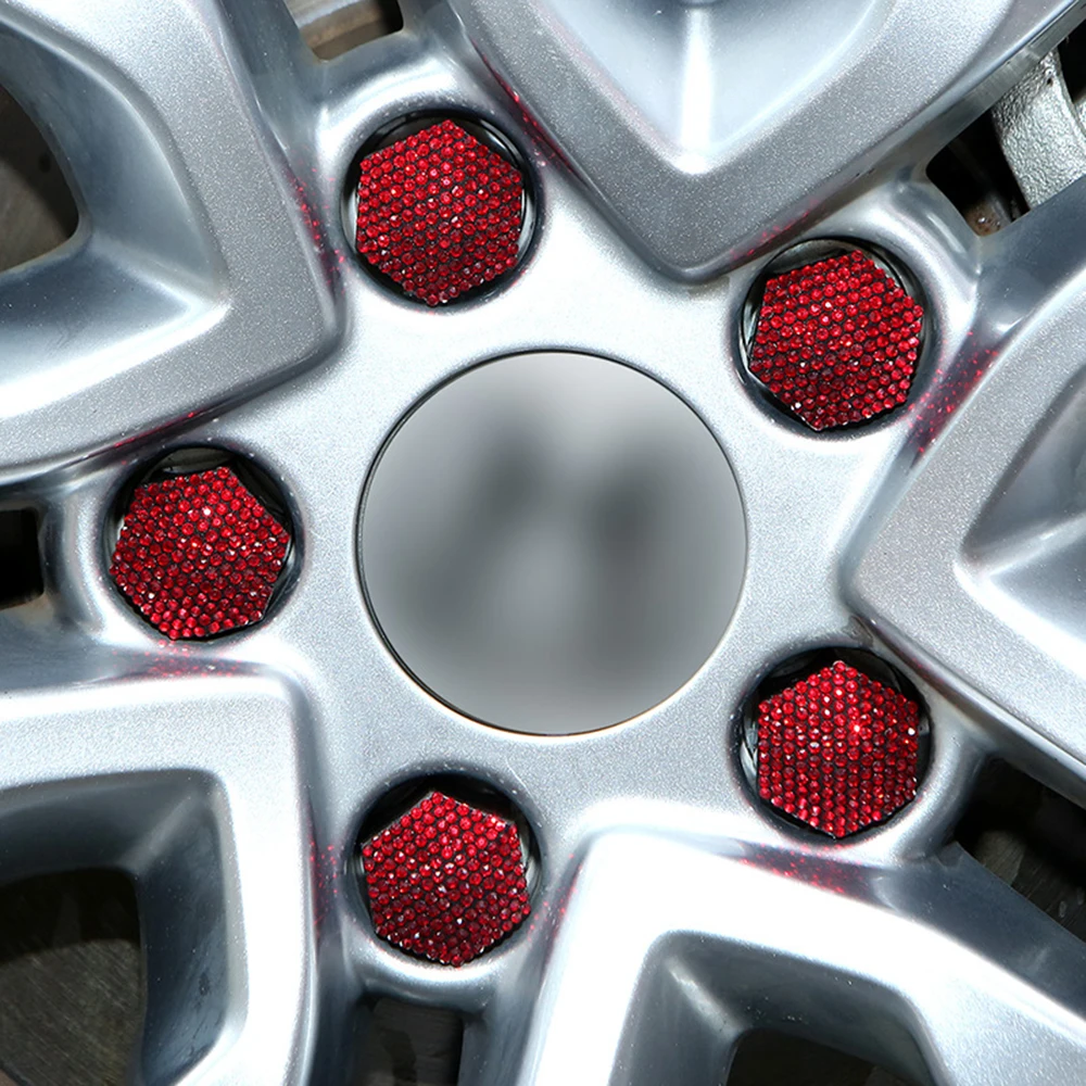 1Set Car Tire Screw Protection Cover Diamond-studded Hub Caps Anti-Rust Wheel Nut Rim Cover Wheel Nut Caps Gift for New Car