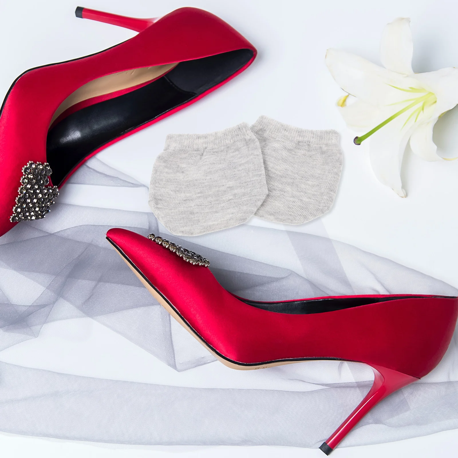 

10pcs Women Half Palm Breathable Sweat Absorbing Invisible Liner Socks For High Heel Anti-Slip Comfortable Seamless