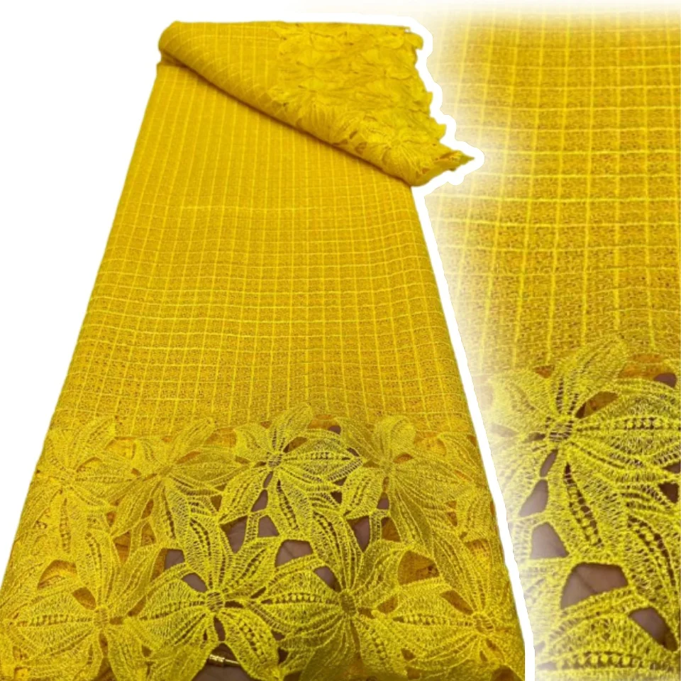 

African Milk Silk Cord Lace Fabric High Quality Lace Water Soluble Nigerian Guipure Cord Laces for Wedding Party Dresses 1922