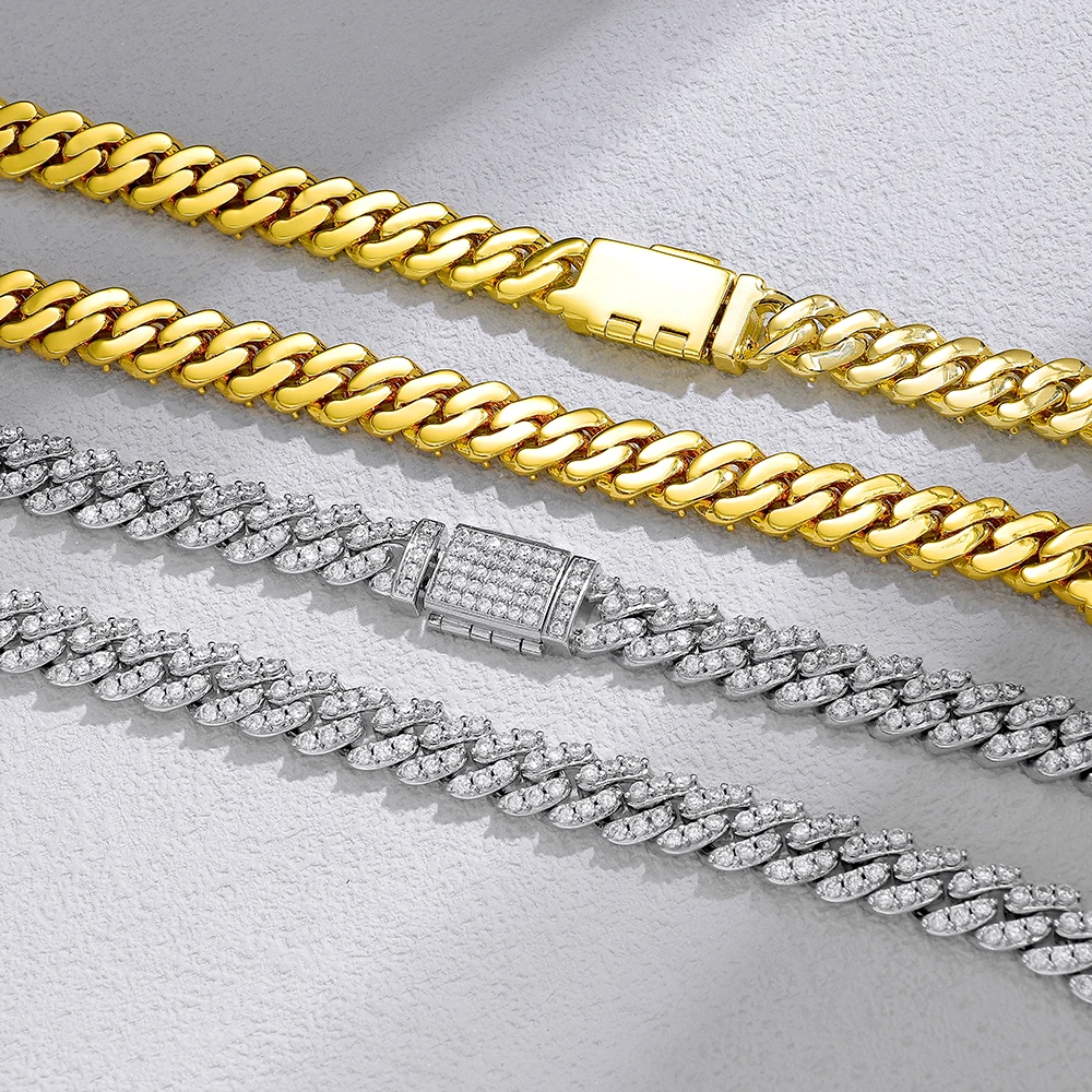 FLEXKING Kalung Rantai Kuba Mo - Moissanite Cuban Link Chain Iced Out ulasan dan harga