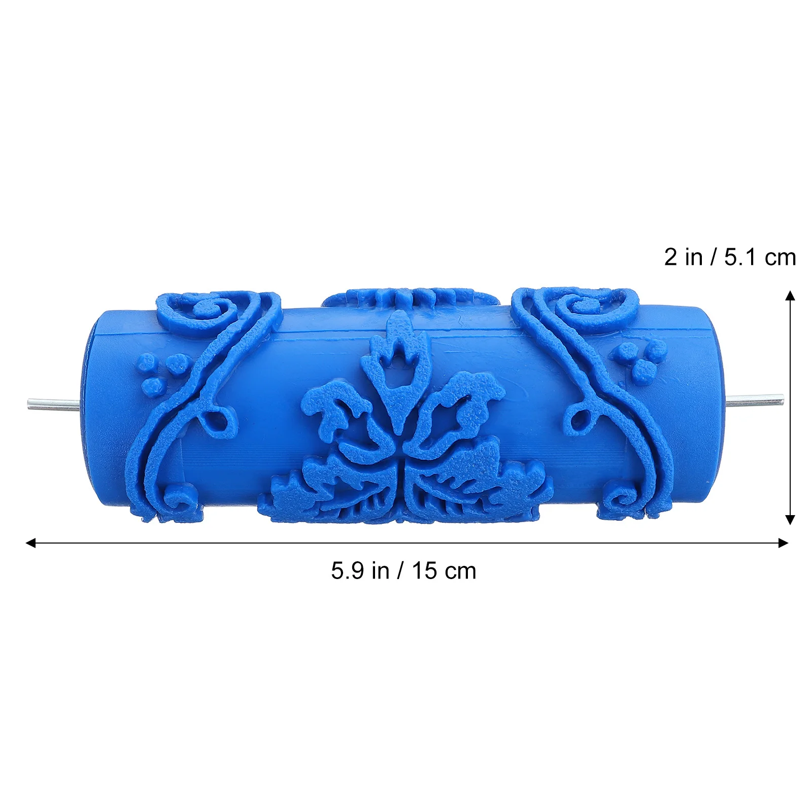 15X5.1 سم الأزرق زهرة نمط الطلاء لتزيين الجدران Diy بها بنفسك أدوات الرسم على الحائط غطاء الأسطوانة المطاطية دائم مقبض معدني الطلاء