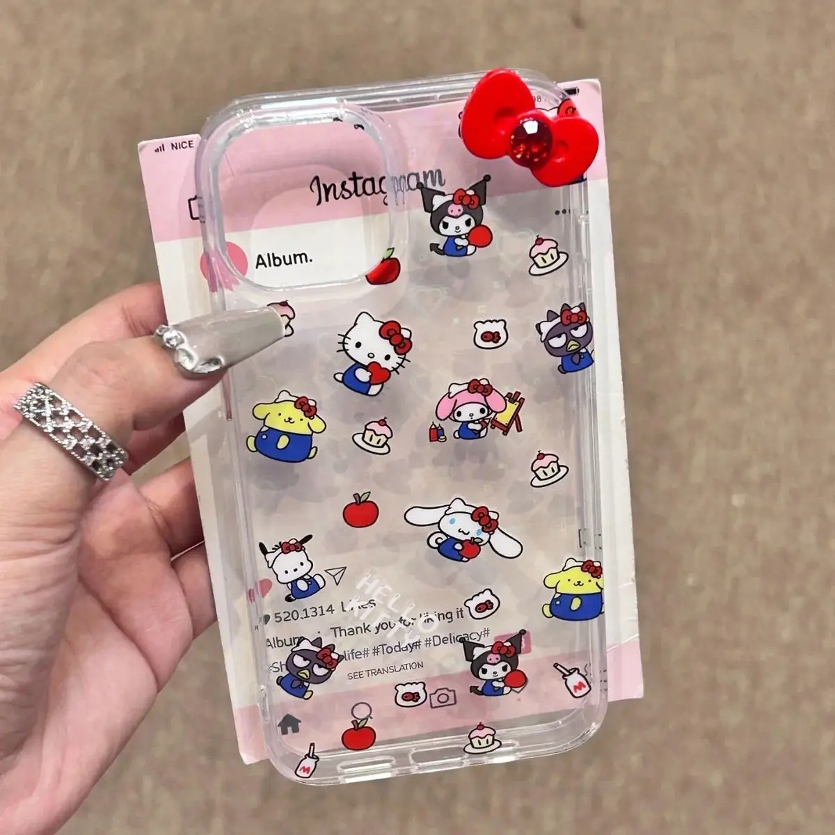 Hello Kitty Cute Sanrio Family Bow Phone Case For iPhone 16 15 14 13 Pro Max 13 12 11 Pro X XR XS MAX 7 8 Plus Mini Cover Y2k