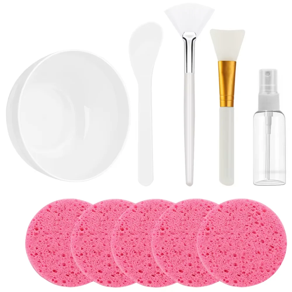 10 SZT. Zestaw narzędzi do pielęgnacji skóry twarzy Miska do mieszania masek kosmetycznych Silikonowe pędzle do masek do twarzy Kompresowane gąbki do twarzy Narzędzia do rozpylania kosmetyków
