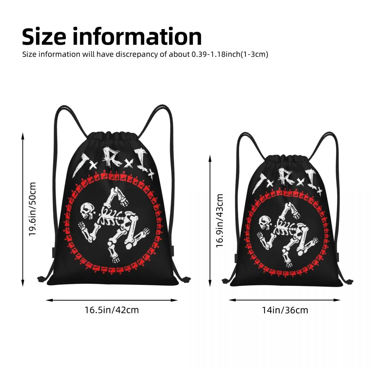 Bone Skull DRI Band Drawstring Backpack Gym Sports Sackpack Water Resistant String Bags for Working Out