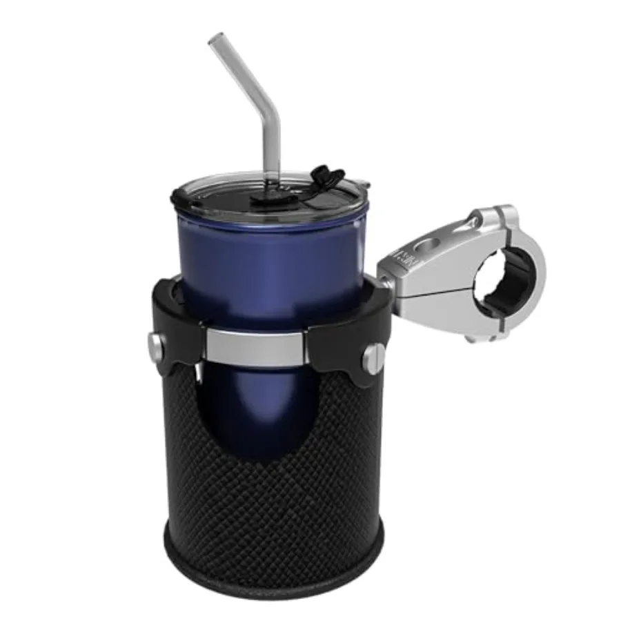 

LX-C3 Motorcycle Cup Holder with 360°swivel ball-Mount, Large Boat Drink Holder with Basket, Metal Handlebar Mount for Motorcyc