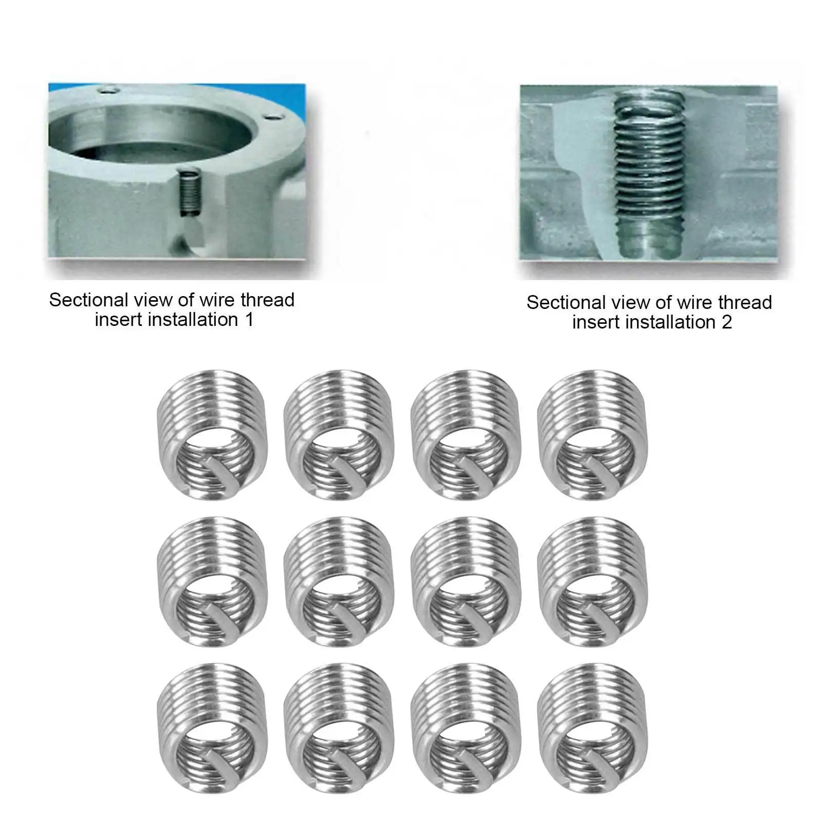 100Pcs Thread Inserts Male Female Reducing Nut Repair Tool Stainless Steel Fastener M6x1