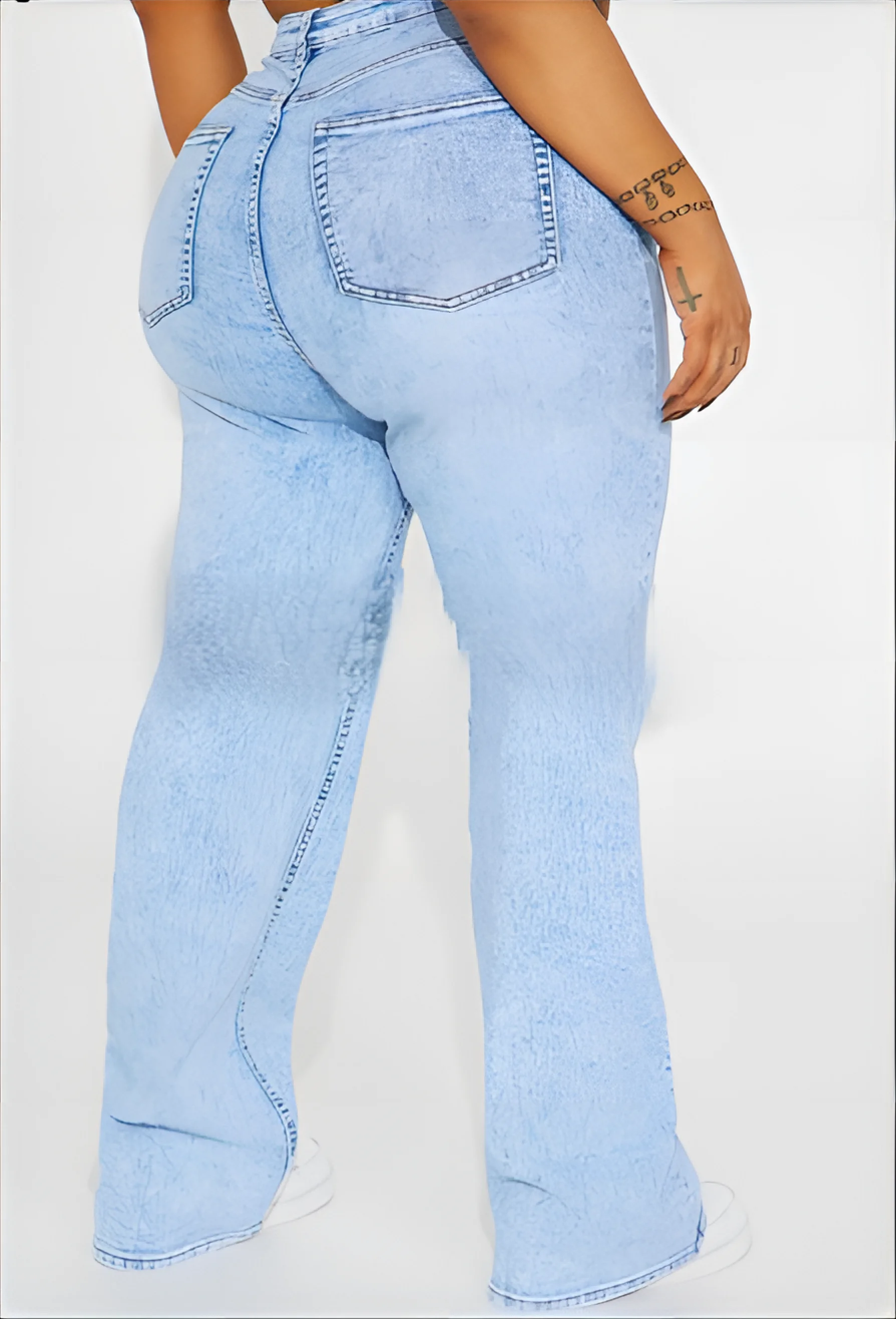 Bootcut Jeans Woman Korean Style Demin Edition Curve Length Vacation Details Appliques Layers Streamlined Wrinkled Quality Edges