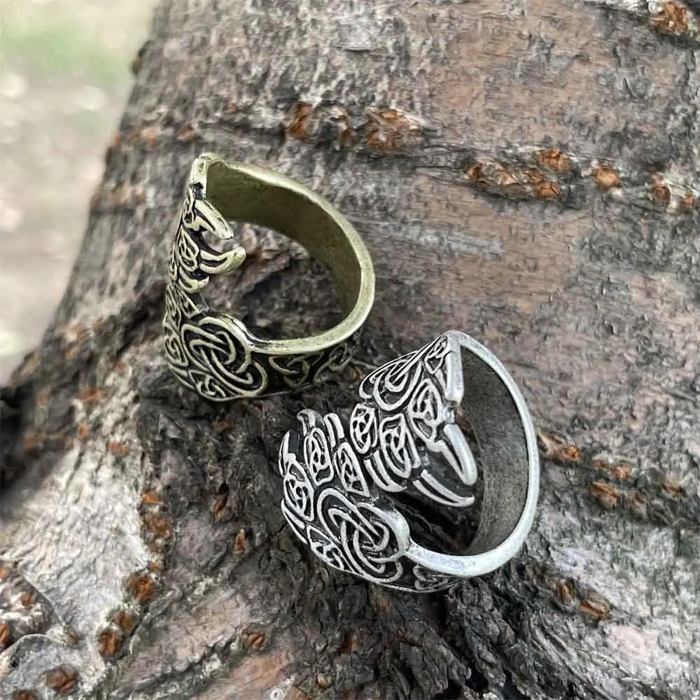 Nostalgia Viking Bear Paw Claw Veles Symbol Protection Slavic Animal Ring Open Irish Trinity Knots Talisman Jwelry
