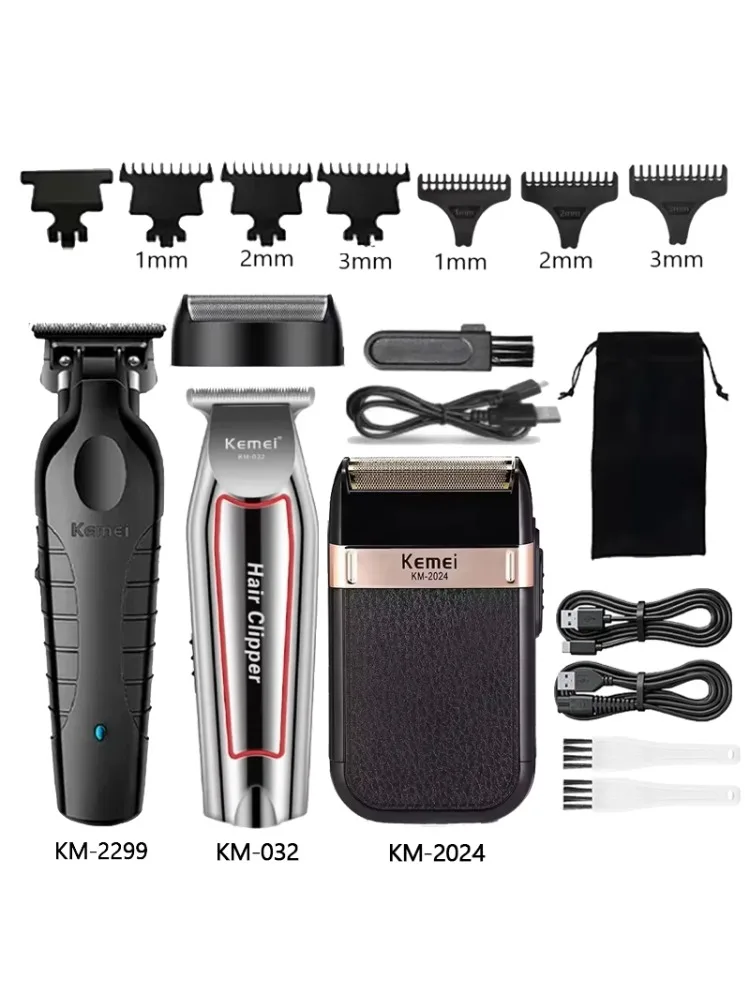 Kemei Kit de tondeuse à cheveux rasoir électrique pour hommes tondeuse à cheveux Machine professionnelle de coupe de cheveux Km-2299 Km-032 Km-2024