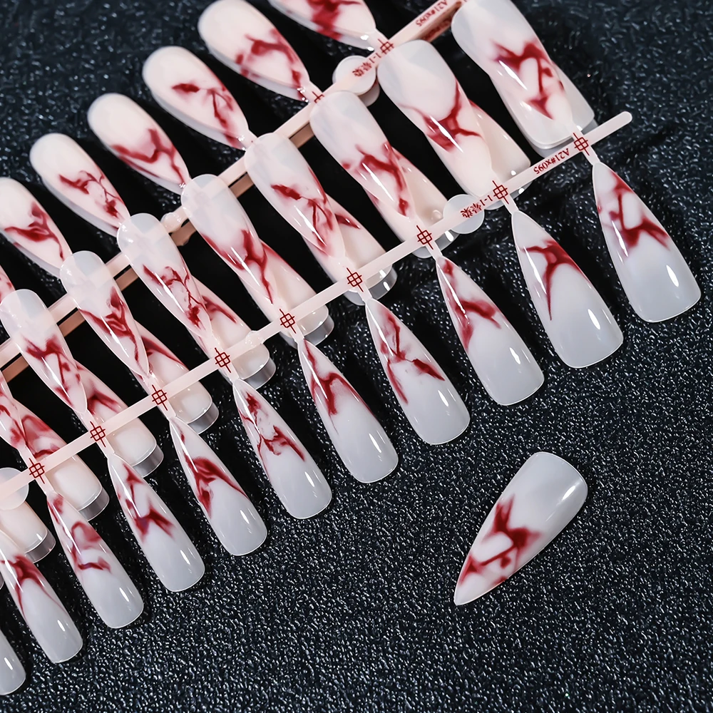 French Gel Nail Tips - 120Pcs French Tip Press On Nails Medium Coffin Ballet Almond Pre-applied Full Fake Nail Tips For Manicure
