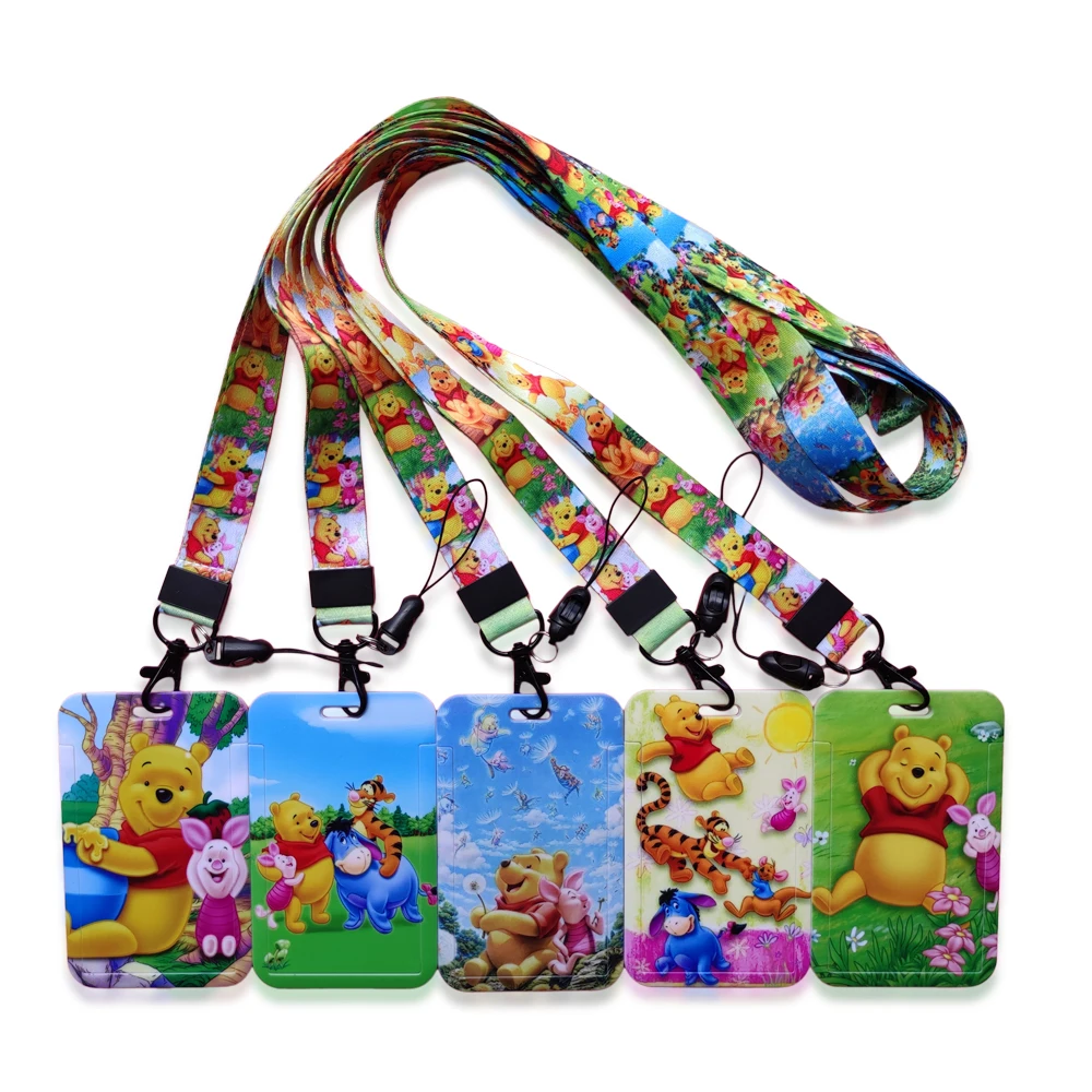 Disney Winnie Pooh Lanyard ID Badge Holder Women Card Holders Neck Strap Lanyard for Office Teen Kids Keychain