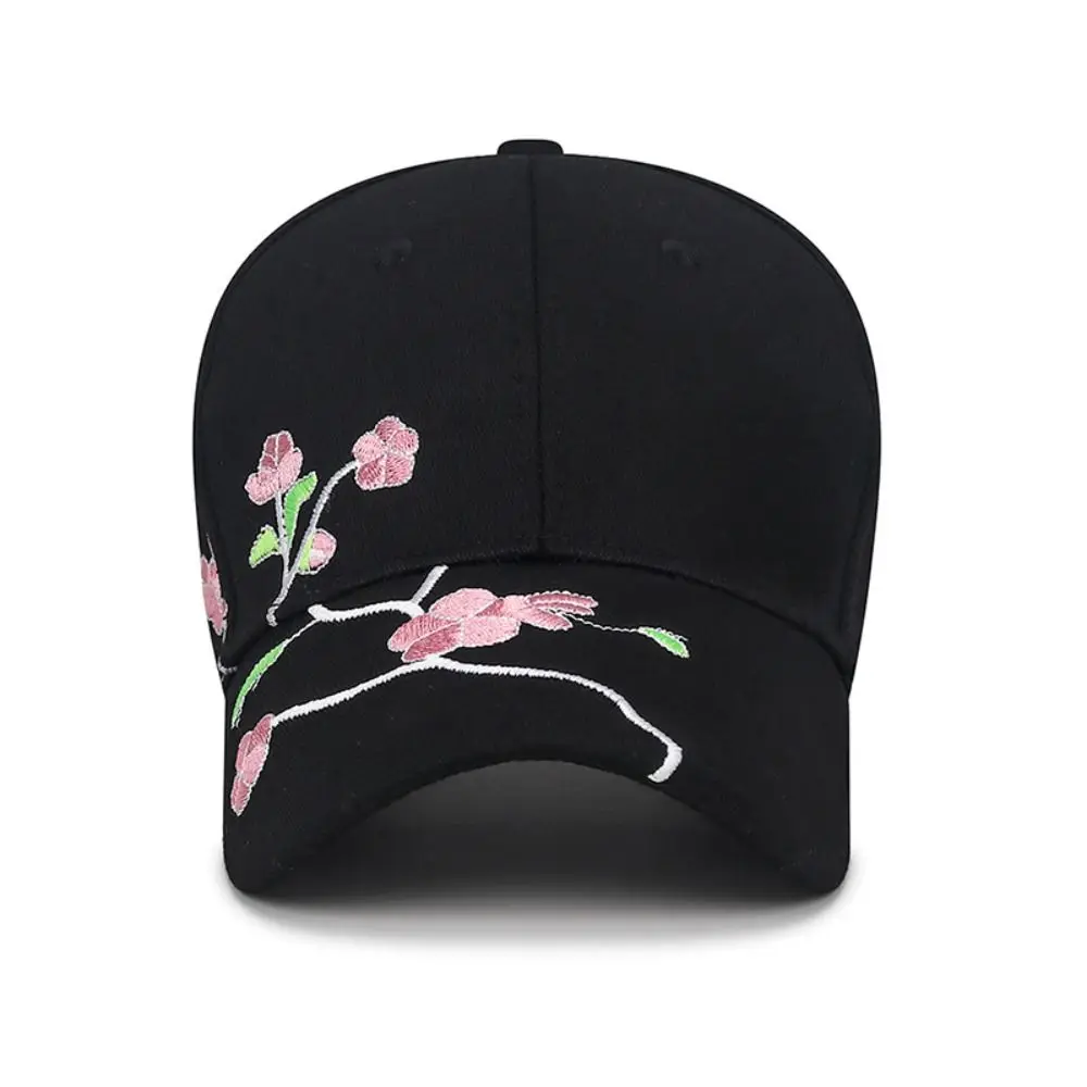 Long Brim Flower Embroidery Baseball Caps Plum Blossom Adjustable Ethnic Baseball Cap JK Cotton Plum Embroidered Baseball Cap